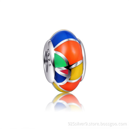 Bulk 925 Sterling Silver European Beads Enamel Charms Fit Bracelets